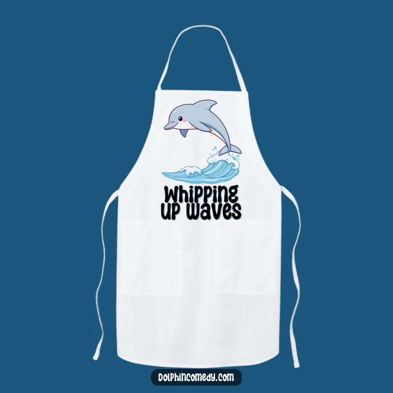 Funny Dolphin Leaping Apron, Sleek Chef, Wave Kitchen Fun