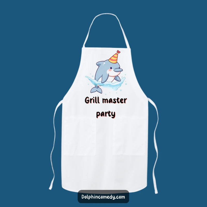 Funny Party Dolphin Apron - Festive Chef's Wear with Splashing Dolphin, Fun Kitchen Gift