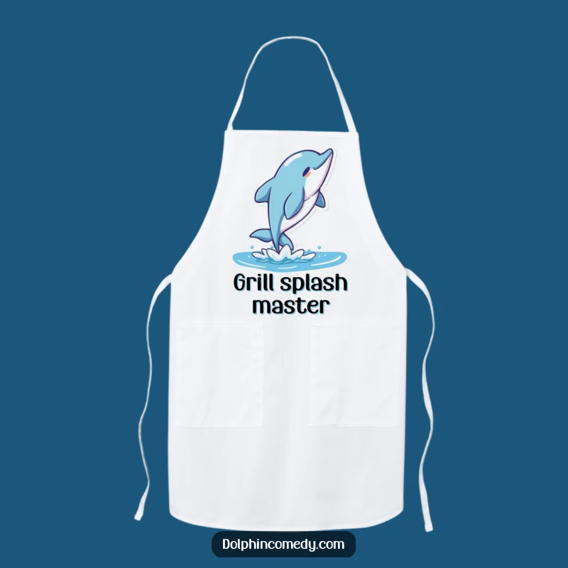 Funny Dolphin Chef Apron, Stylized Character Kitchen Wear, Perfect Funny Gift