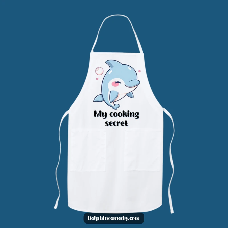 Funny Winking Dolphin Apron: Cook with a Mischievous Bubble