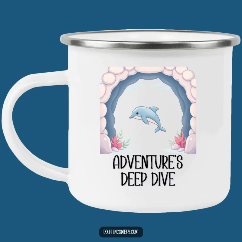 Funny Dolphin Arch Camping Mug: Durable Humor for Your Ocean Adventures