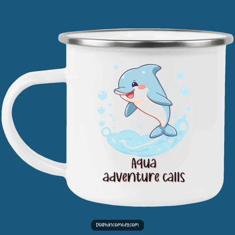 Funny Dolphin Bubbles Camping Mug - Hilarious Ocean Adventure Gear