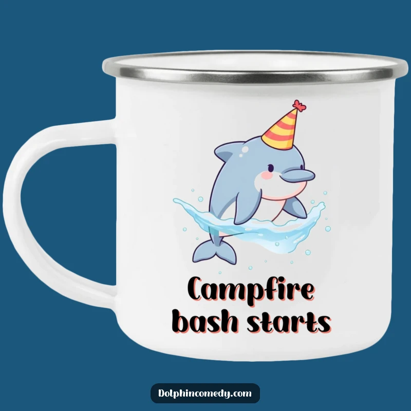 Funny Party Dolphin Camping Mug - Durable Cup with Festive Dolphin, Outdoor Celebration Gift