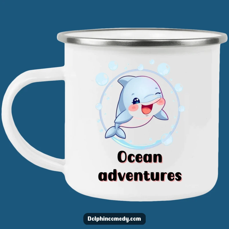 Funny Dolphin Bubble Camping Mug - Ocean Adventure & Whimsy