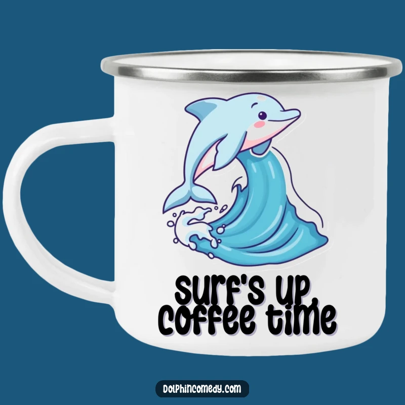 Funny Dolphin Camp Mug: Adventure-Ready with this Joyful Ocean Design, Great Gift