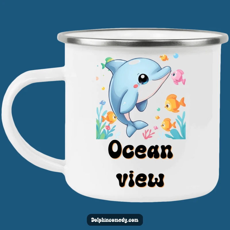 Funny Dolphin Camping Mug: Curious Watcher, Durable Funny Gift for Explorers
