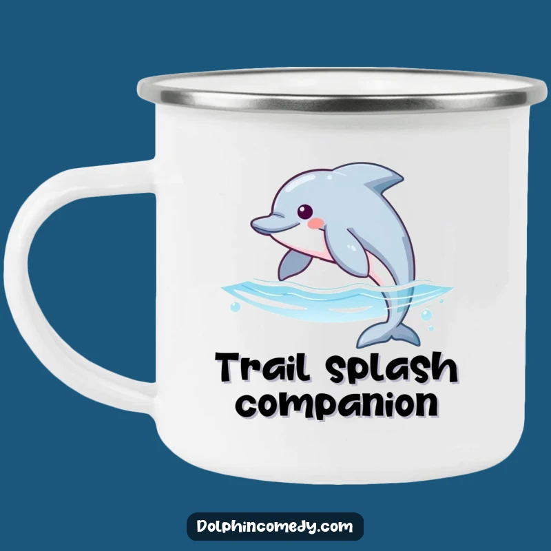 Funny Dolphin Glide Camping Mug: Adventure Ready, Perfect Gift for Outdoors