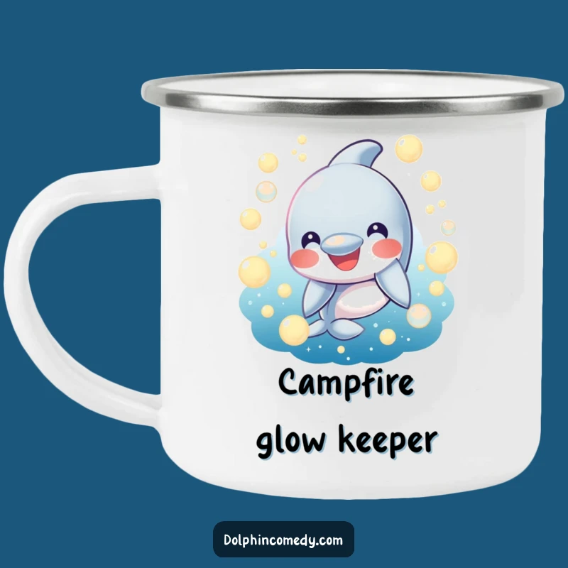 Funny Happy Dolphin Camping Mug: Enjoy Drinks with Ocean Joy