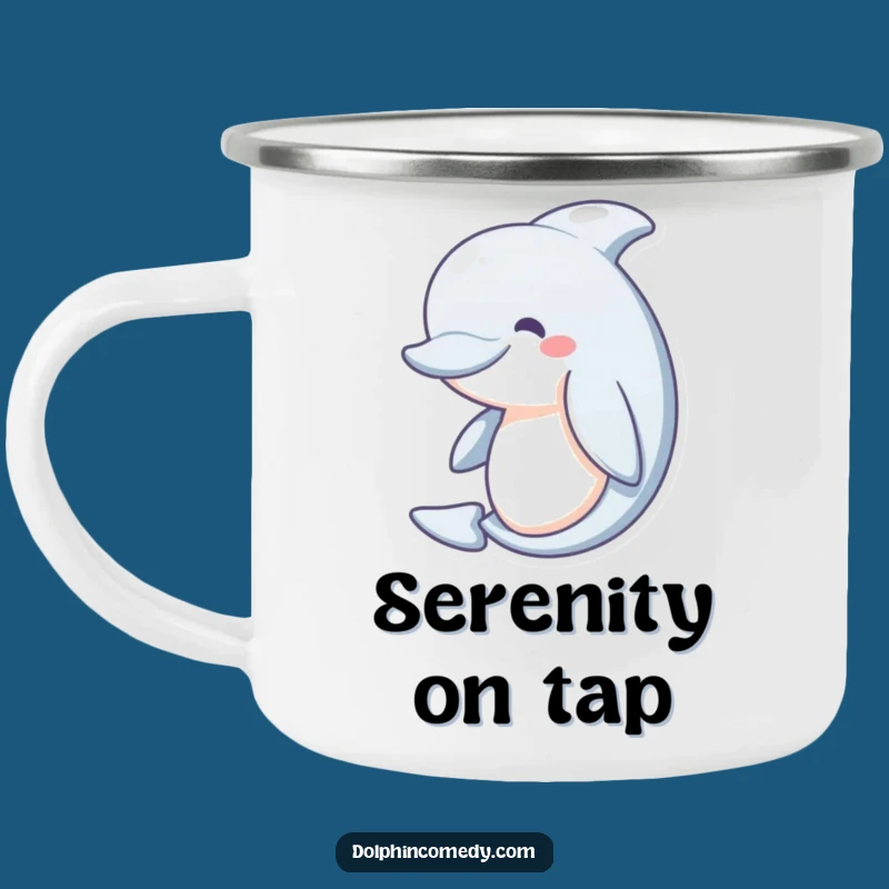 Funny Serene Dolphin Camping Mug: Enjoy Your Drink with Ocean Calm