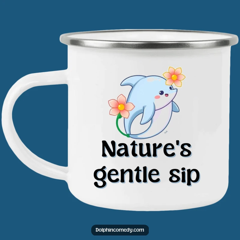 Serene Dolphin Flower Camping Mug: Enjoy Nature with Ocean Grace