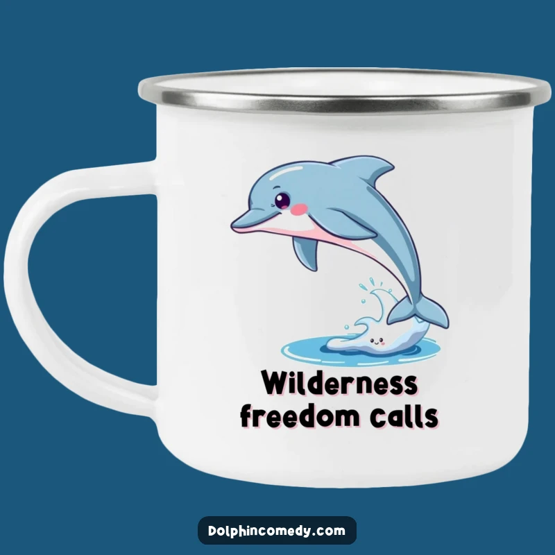 Funny Free Dolphin Camping Mug: Enjoy Drinks with Adventurous Spirit