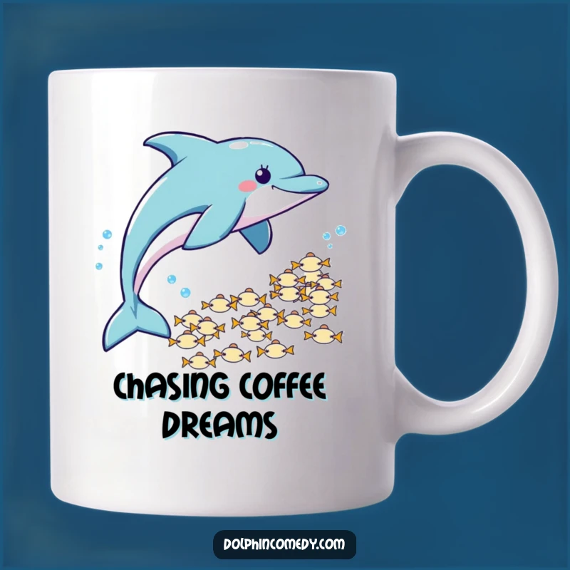Funny Dolphin Fish Chase Mug: Playful Hunter Humor, Perfect Aquatic Gift