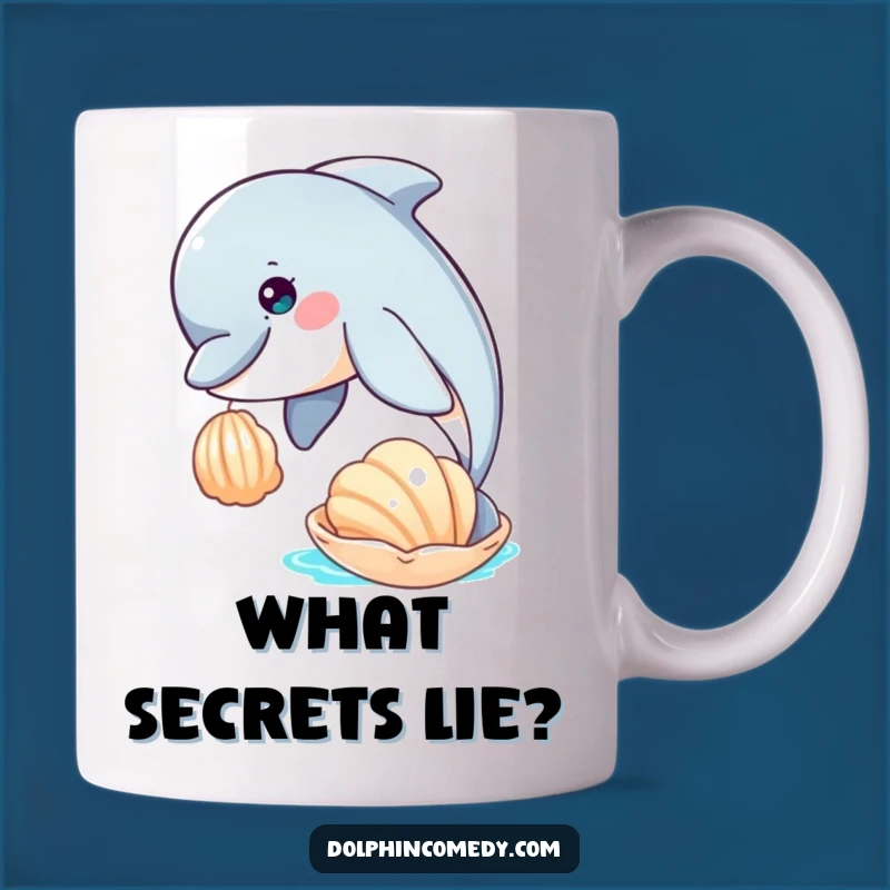 Funny Curious Dolphin Seashell Mug - Whimsical Humorous Ocean Gift Idea