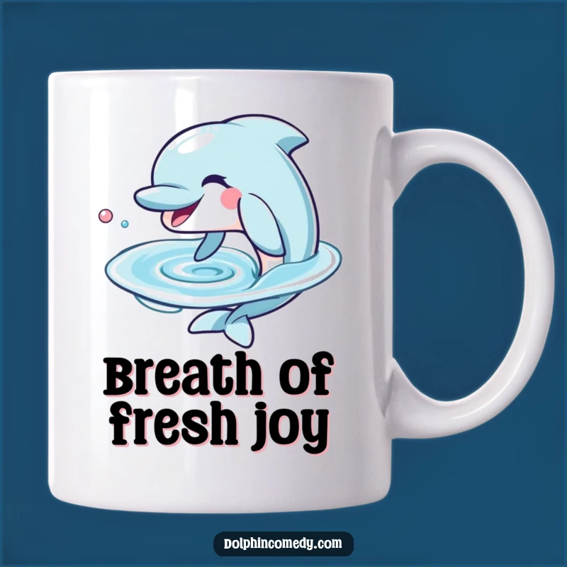 Funny Dolphin Water Ring Mug - Playful Grin Dolphin Gift for Ocean Lovers