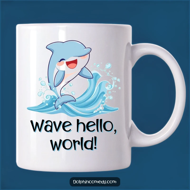 Funny Joyful Dolphin Leaping Wave Mug - Perfect Humorous Gift for Ocean Lovers