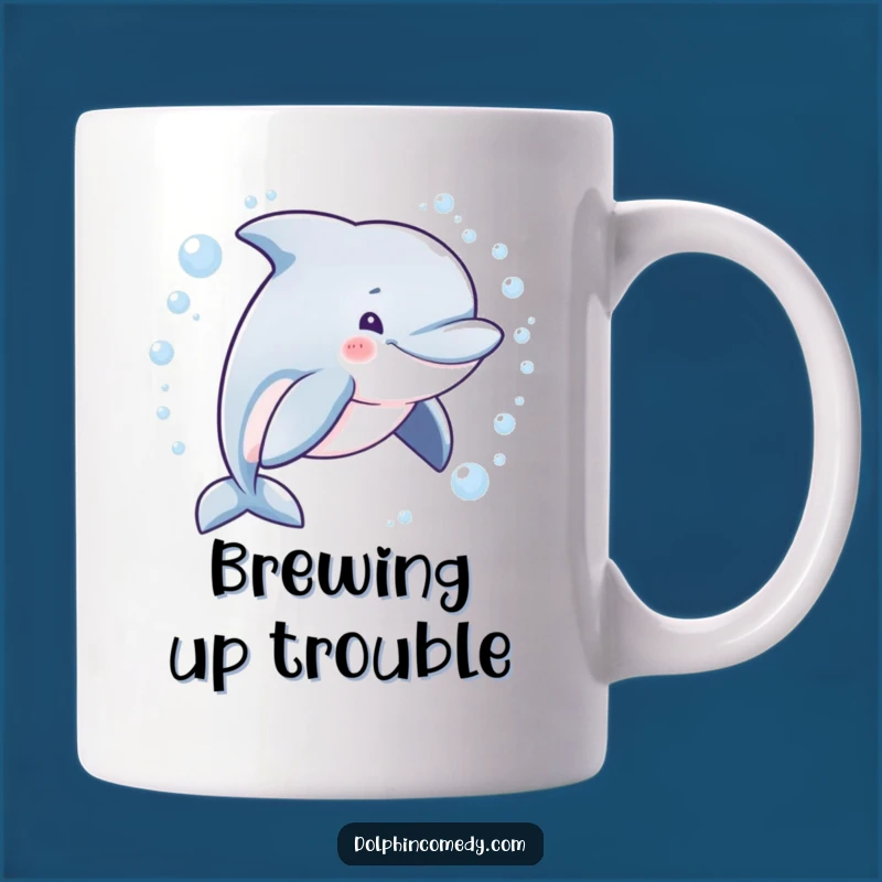 Funny Mischievous Dolphin Bubble Mug - Playful Humorous Ocean Gift