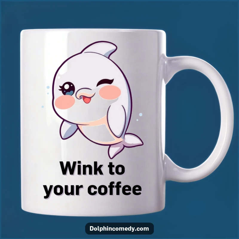 Funny Winking Dolphin Mug - Rosy Cheeks Dolphin Gift, Playful Humor