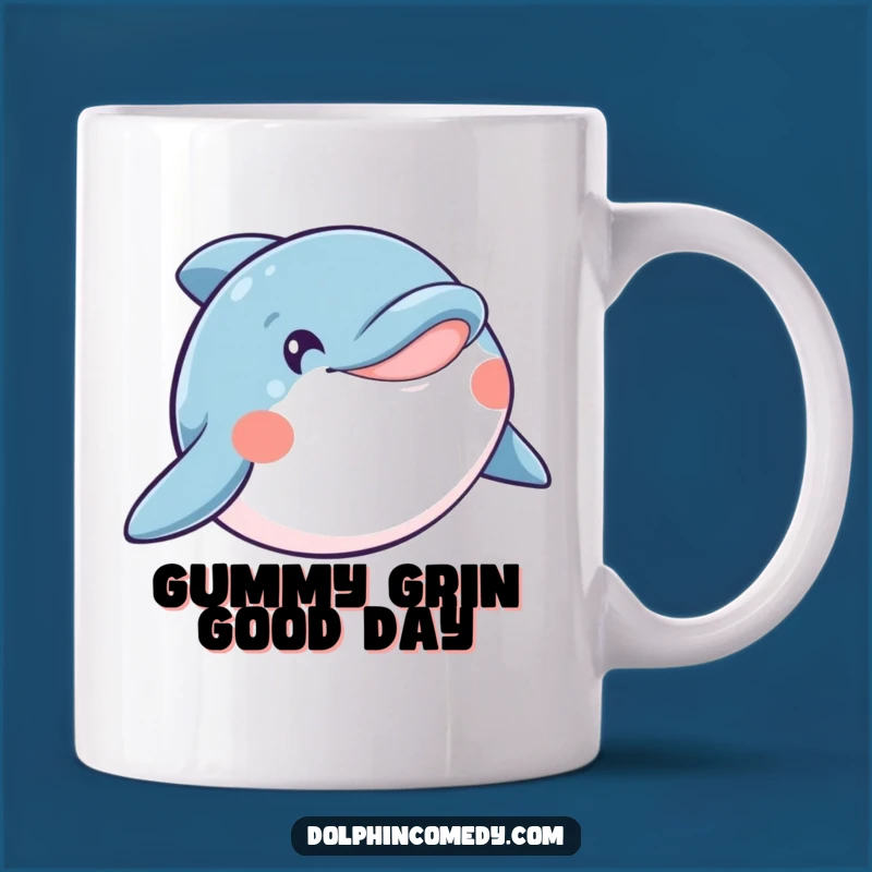 Funny Happy Dolphin Mug, Wide Smile, Joyful Ocean Gift, Perfect Present