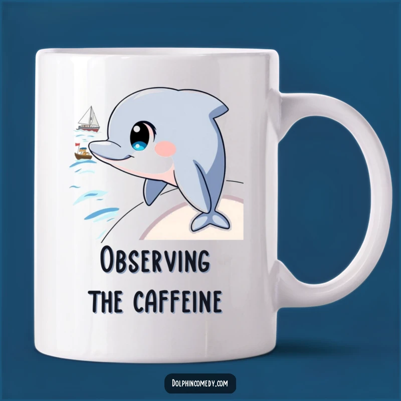 Funny Curious Dolphin Mug: Intelligent Watcher, Perfect Gift for Thinkers