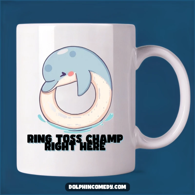 Funny Dolphin Ring Toss Mug: A Playful Dolphin Gift for Marine Life Lovers