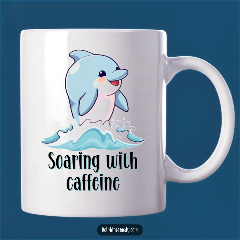Funny Joyful Dolphin Breach Mug: Happy Ocean Vibes, Perfect Gift for Smiles