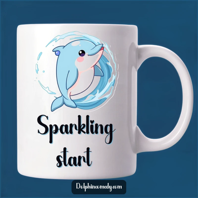 Funny Playful Dolphin Wave Mug - Sparkling Eyes Gift for Ocean Lovers