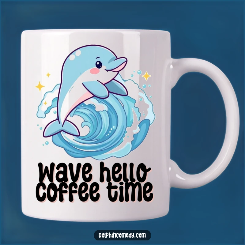 Funny Joyful Dolphin Mug - Leaping Through Sparkling Wave Gift