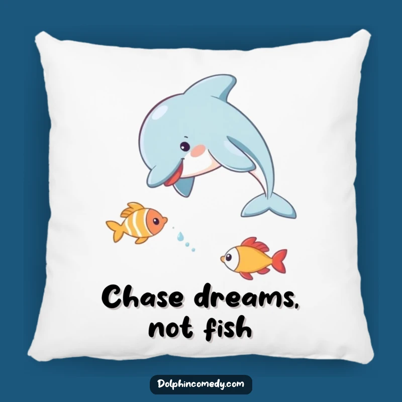 Playful Dolphin Pillow: Cuddle Up with a Chasing Fish Scene