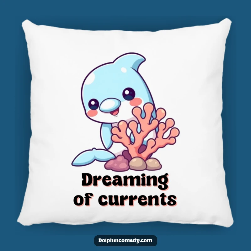 Funny Dolphin Pillow: Curious Coral Peek Pillow, Cozy Funny Gift for Sea Lovers