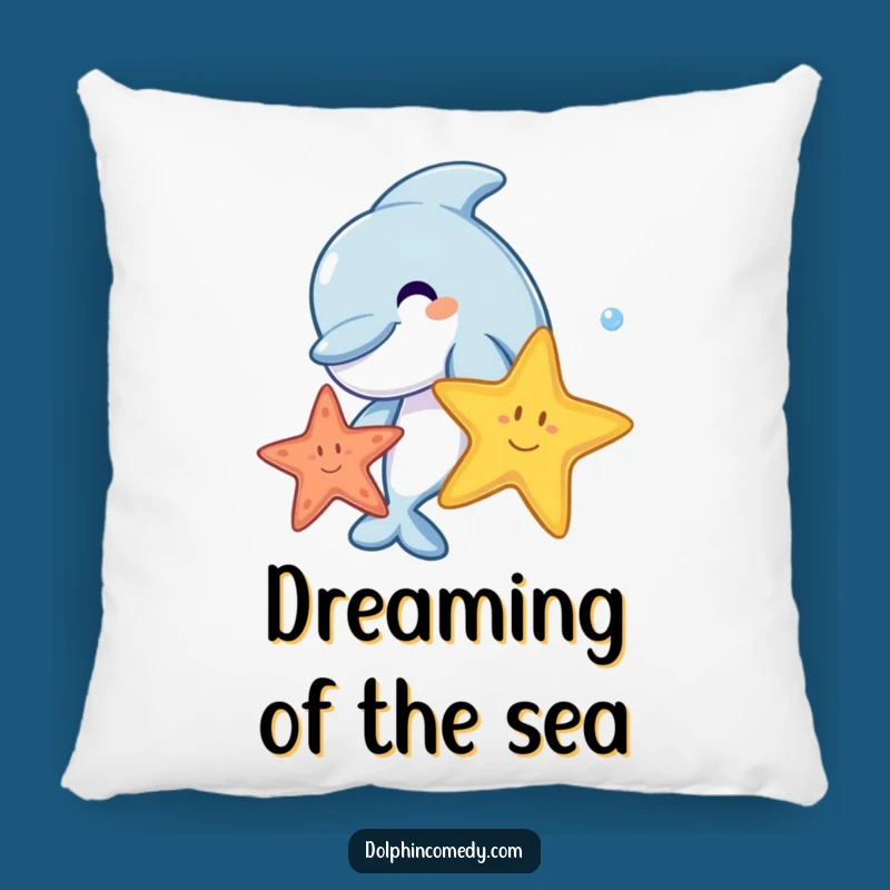 Funny Dolphin Starfish Pillow - Cozy Ocean Pal Accent Pillow