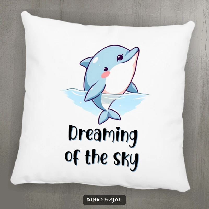 Funny decorative pillow with a curious dolphin peeking contentedly, adding comfort and a hint of oceanographic intrigue.