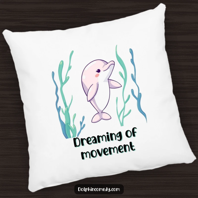 Funny Dolphin Pillow: A soft cushion with a dolphin dancing through kelp, bringing cozy oceanic tranquility.