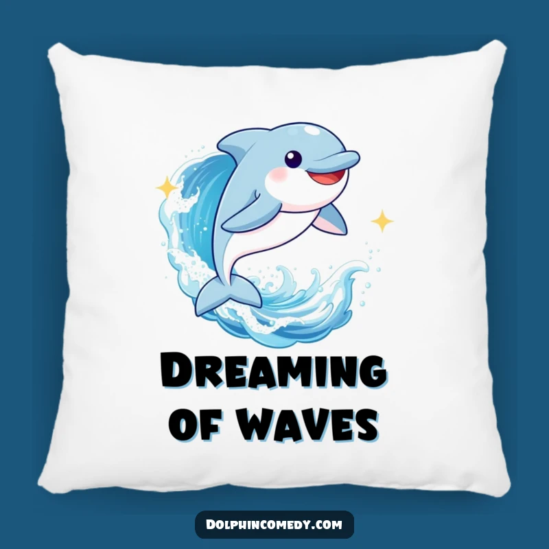 Funny Dolphin Ocean Pillow: Joyful Character's Wave Dream, Cozy Funny Gift