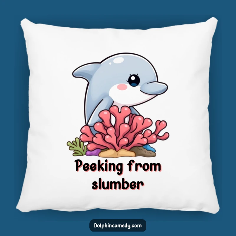 Funny Dolphin Peek Pillow - Soft Cushion with Curious Dolphin, Cozy Decor Gift