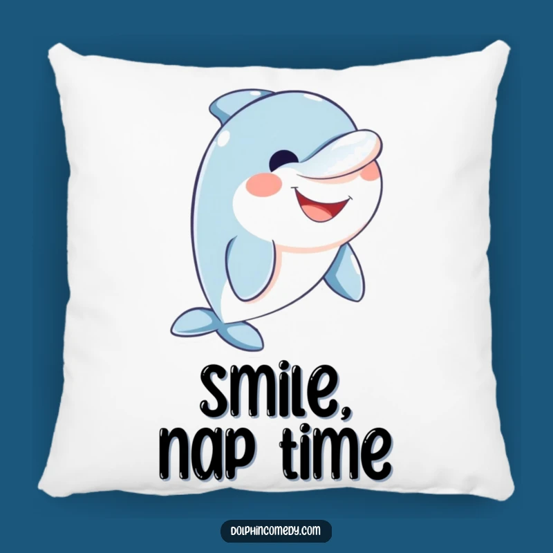 Funny Friendly Dolphin Pillow - Cozy Wide Smile Cushion
