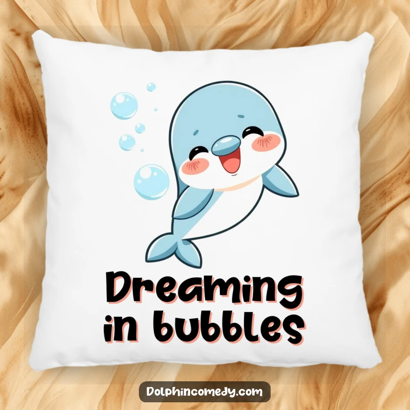 Funny happy dolphin pillow, blowing cute bubble rings, soft and huggable, adds cheerful comfort.
