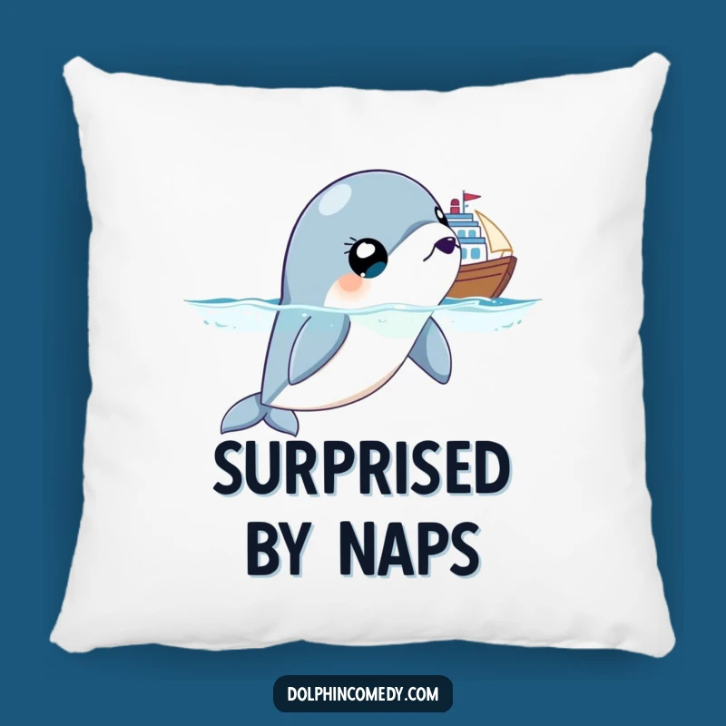 Funny Surprised Dolphin Pillow, Wide-Eyed Comfort, Hilarious Ocean Decor