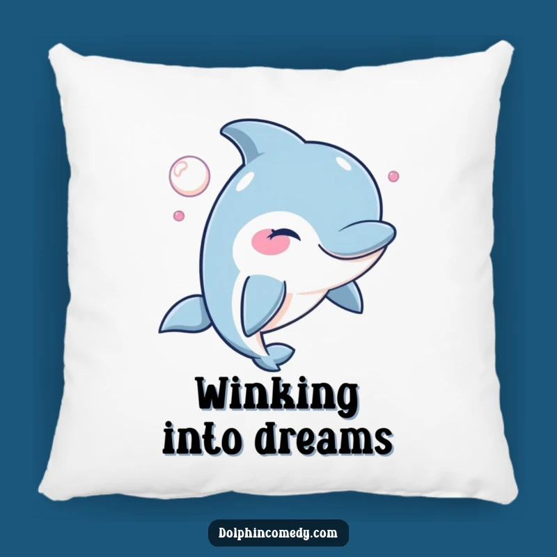 Winking Dolphin Pillow: Cozy Comfort with a Mischievous Bubble