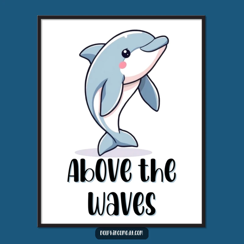 Funny Dolphin Digital Art: Alert Jump for Instant Wall Decor