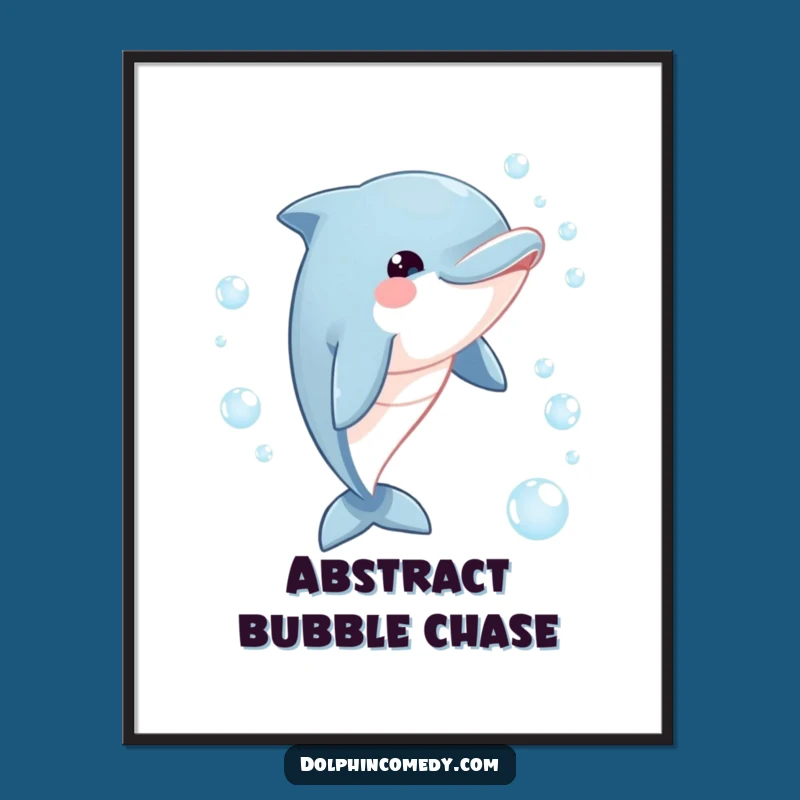 Funny Dolphin Bubble Chase Digital Art: Instant Joyful Decor for Your Walls