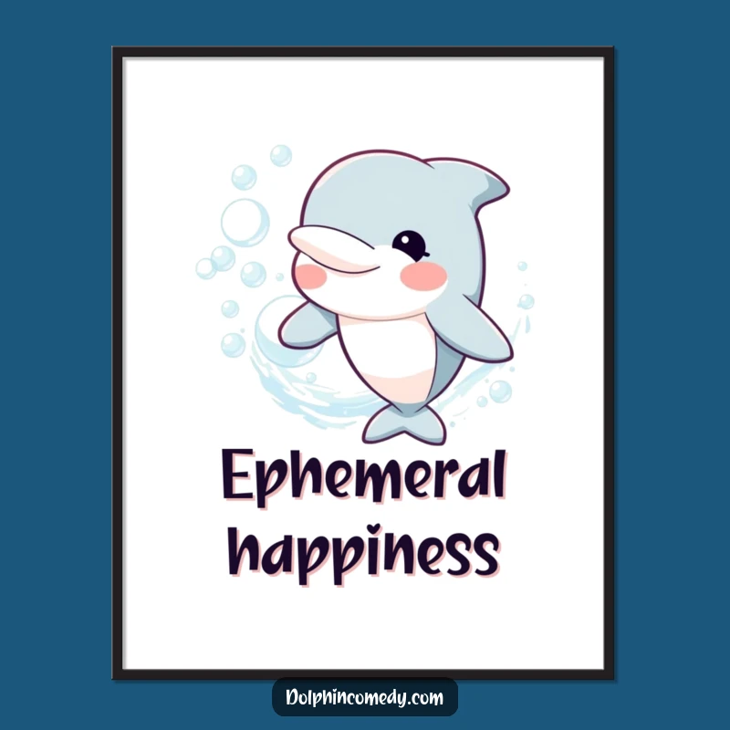 Funny Happy Dolphin Digital Art: Bubble Ring Joy, Instant Funny Gift