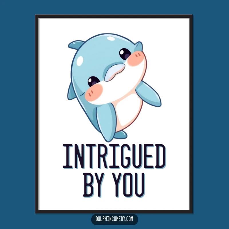 Funny Curious Dolphin Digital Art: Head Bobbing Intrigue, Instant Funny Gift