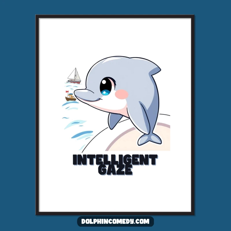 Funny Curious Dolphin Digital Art: Instant Thoughtful Decor, Perfect Gift for Walls