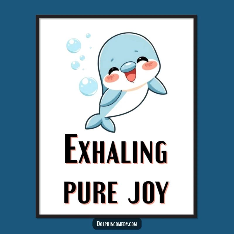 Funny Dolphin Bubble Art Print - Instant Cheerful Decor