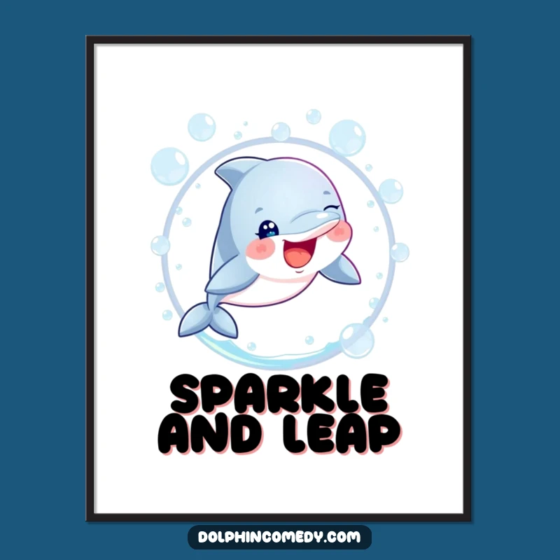 Funny Dolphin Bubble Digital Art - Instant Whimsical Ocean Decor
