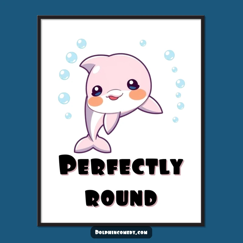 Funny Dolphin Bubble Ring Digital Print: Instant Playful Decor