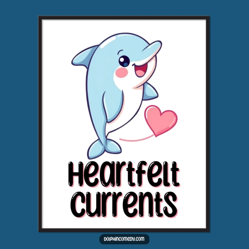 Funny Dolphin Heart Art Print: Romantic Wall Decor, a Lovely Digital Funny Gift