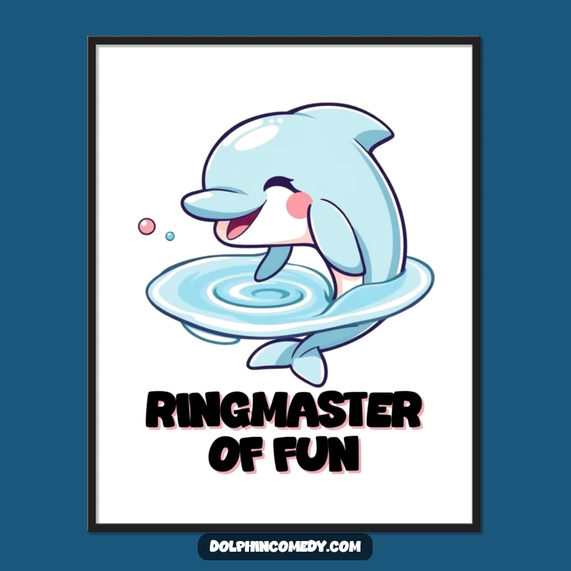 Funny Dolphin Water Ring Digital Art - Playful Grin Print, Instant Humorous Gift