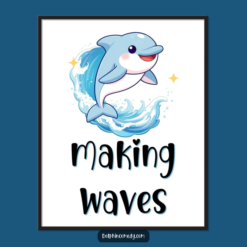 Funny Dolphin Wave Art Print: Joyful Leap, Instant Funny Gift Download