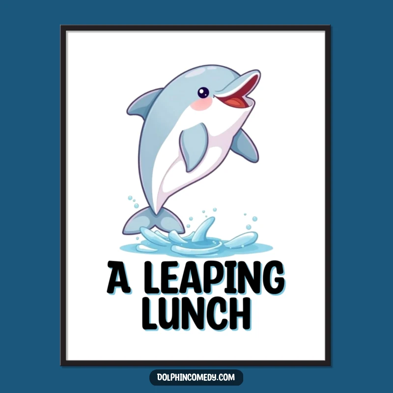 Funny Excited Dolphin Digital Art: Ocean Action, Printable Funny Gift